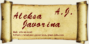 Aleksa Javorina vizit kartica